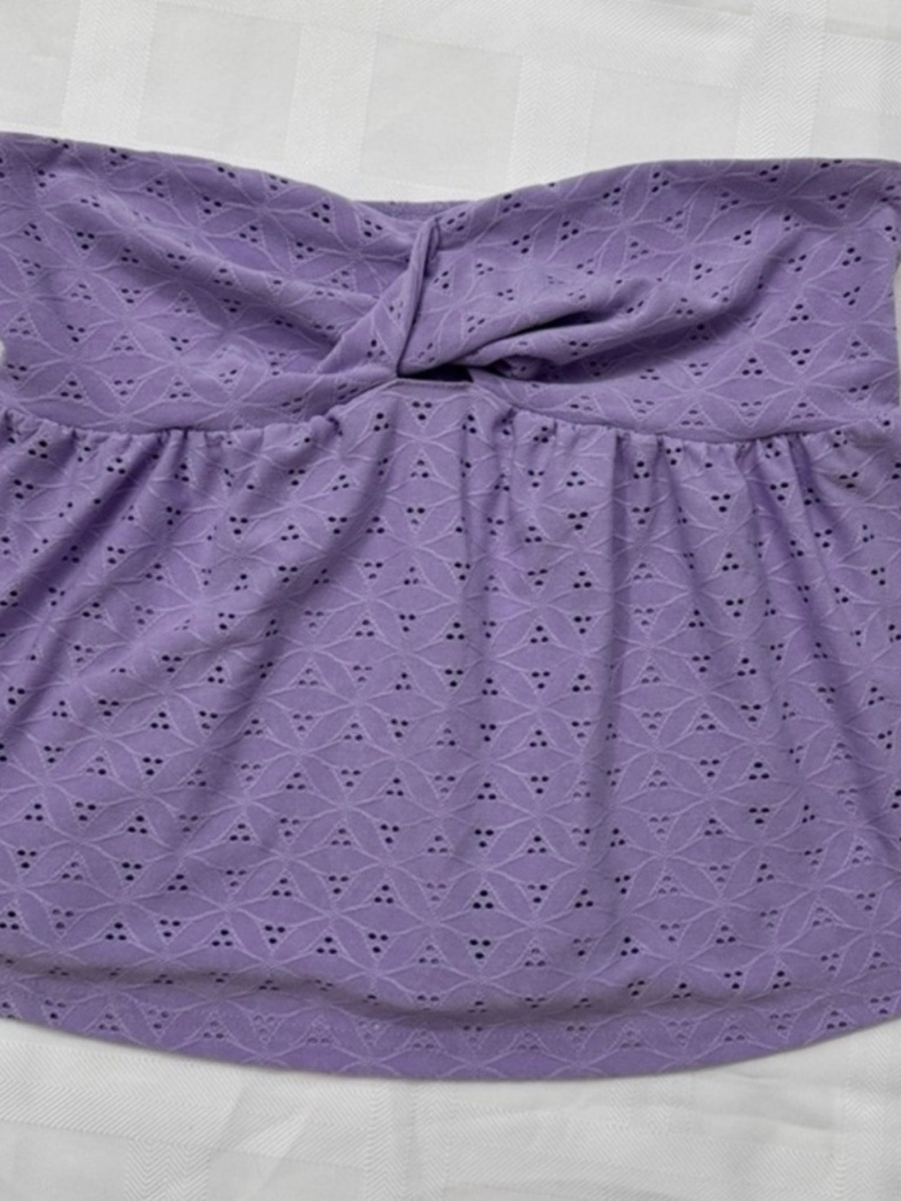 SHEIN Pink & Purple Eyelet, Blue Tie-Front Strapless Tops & White V-Neck Cami - Picture 13 of 15